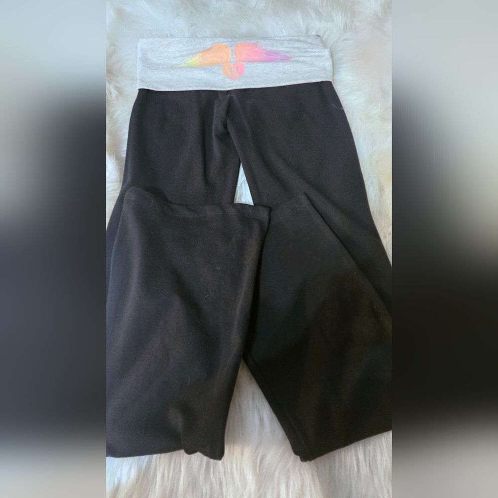 Victoria's Secret Black Boot Cut Pants with Gray Waistband - Picture 2 of 3